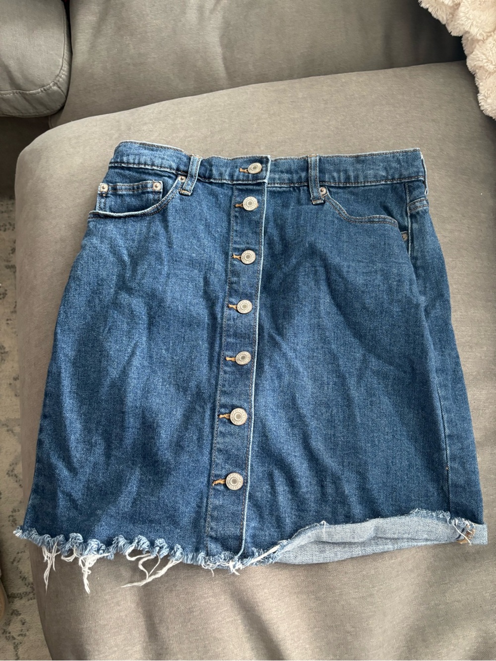 Denim Button-Front Mini Skirt